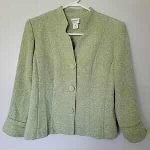 VTG Green Paisley Textured Jacket Blazer Womens Sz 8 Church Grandmacore Dorby